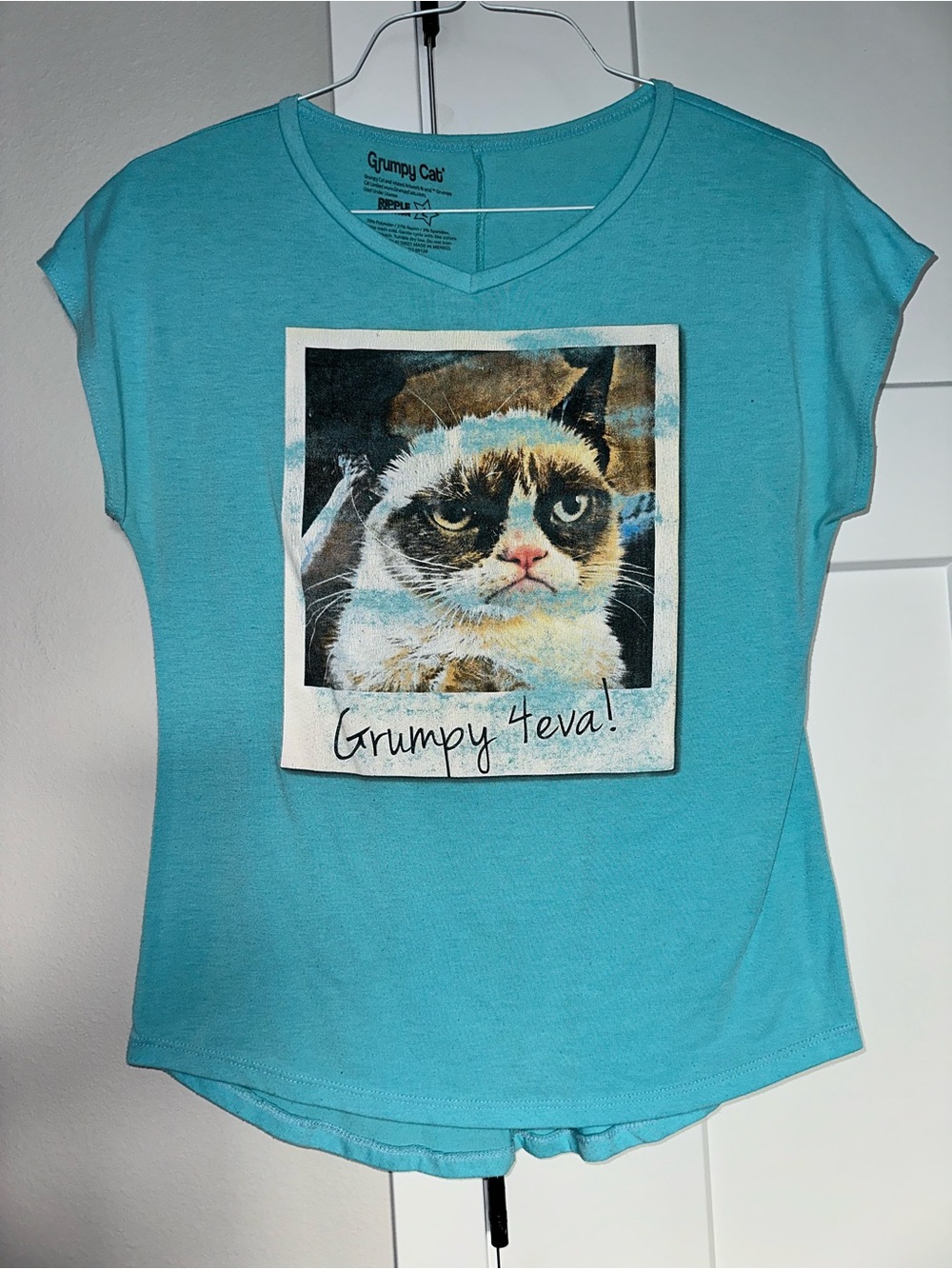 Ripple Junction Teal Grumpy Cat 'Grumpy 4eva' Tee size L